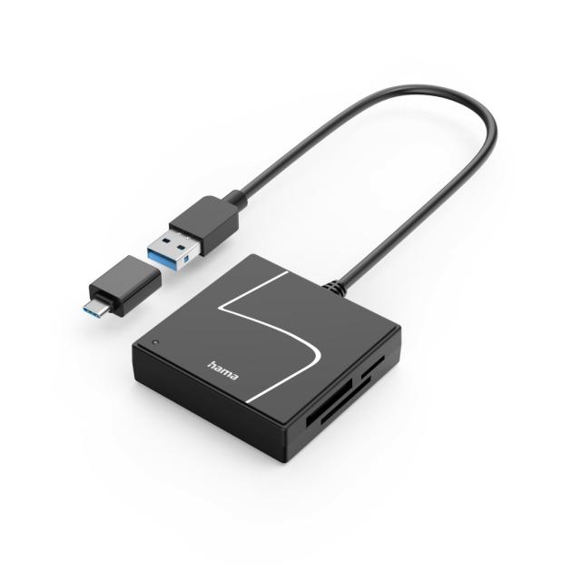 HAMA Card reader USB, USB-A, с USB-C adapter, USB 3.2 Gen1, SD/micro-SD/CF/MS 