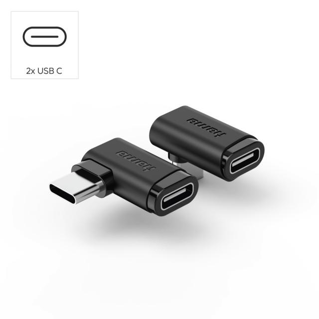 HAMA Адаптер 90°C USB-C, USB 3.2 Gen2, 10 Gbit/s, 5 A, 240 W, комплект от 2 
