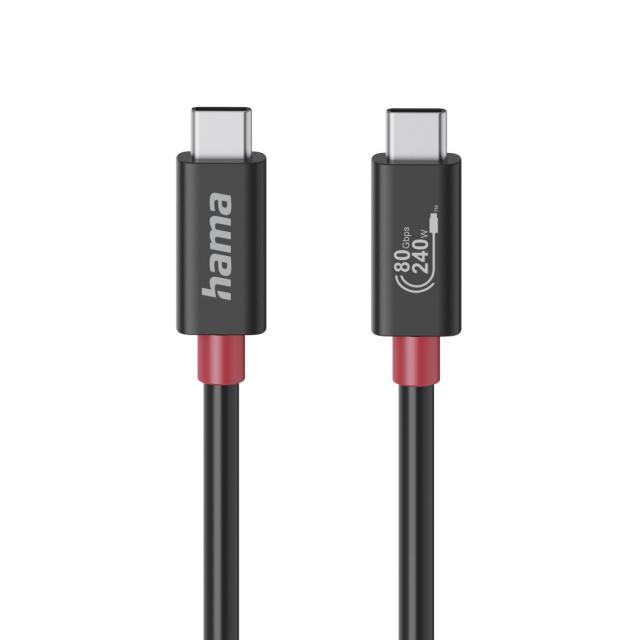 Hama USB-C Cable, E-Marker, USB4 Gen4, 80 Gbit/s, 5 A, 240 W, 1.00 m