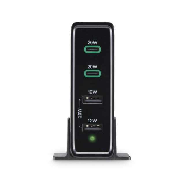 Hama 4-Port Charging Stn, Fast Charger, 2x USB-C, 2x USB-A, PD, 60 W, blk 