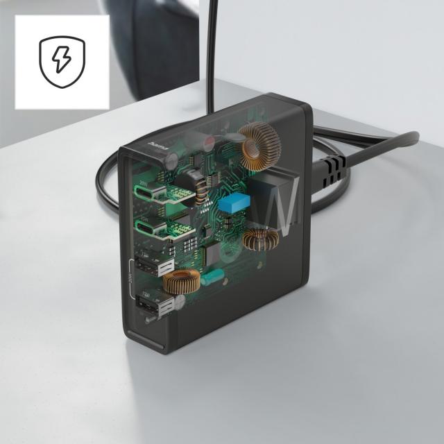 Hama 4-Port Charging Stn, Fast Charger, 2x USB-C, 2x USB-A, PD, 60 W, blk 