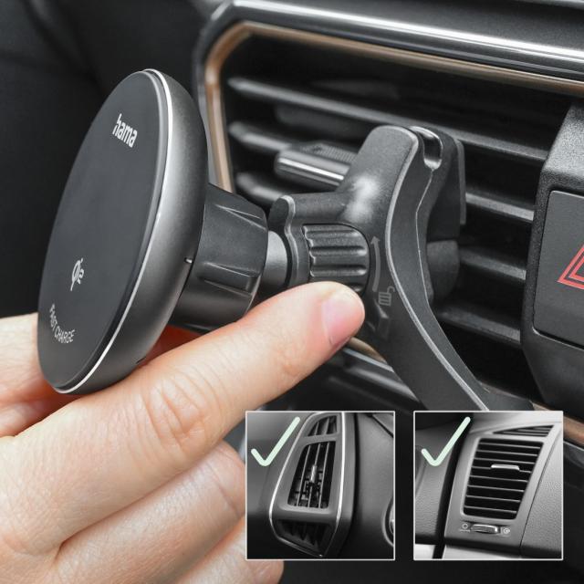 HAMA Безжично зарядно устройство Qi2, 15W, за кола, черно 