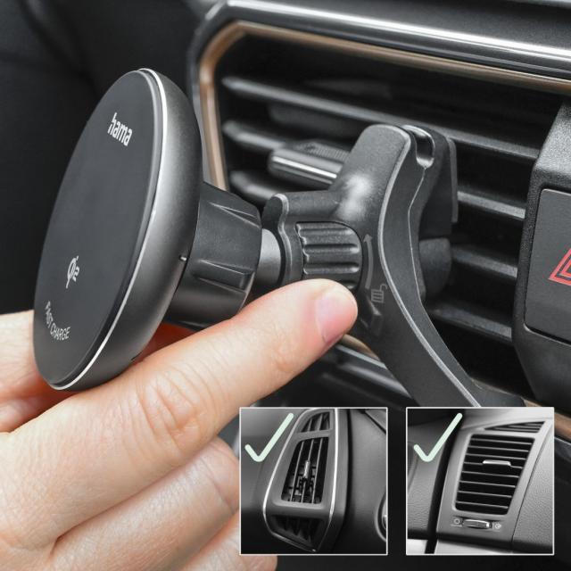 HAMA Безжично зарядно устройство Qi2, 15W, за кола, черно 