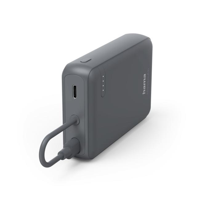 HAMA Външна батерия „Travel“ с кабел, 10000mAh, 2 изхода: 2x USB-C, антрацит 