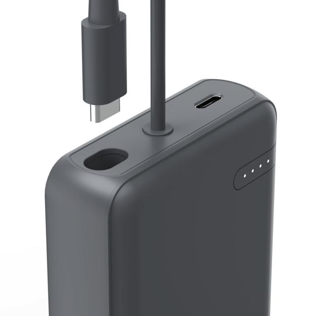 HAMA Външна батерия „Travel“ с кабел, 10000mAh, 2 изхода: 2x USB-C, антрацит 