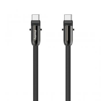 Hama Кабел за зареждане, USB-C, 2 в 1 с връзка за телефон, 1.2 m, черен