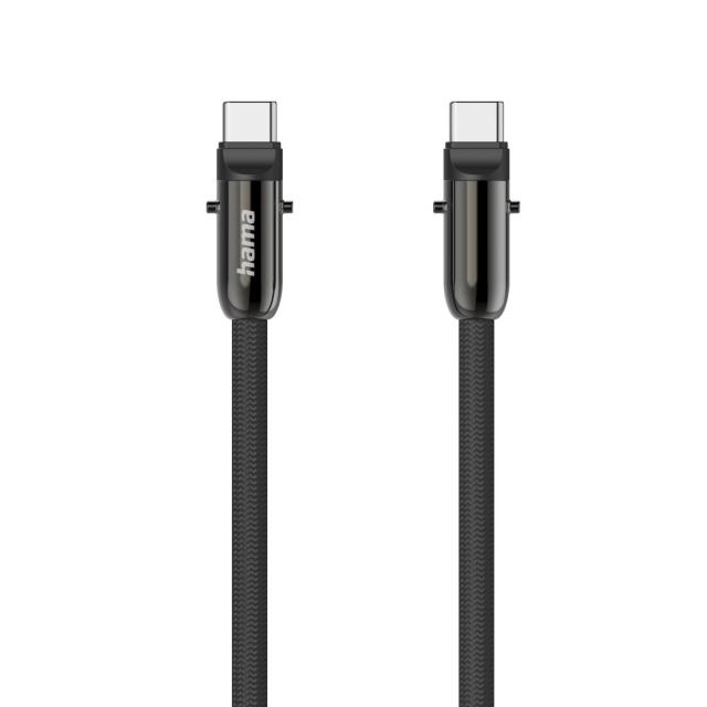 Hama Кабел за зареждане, USB-C, 2 в 1 с връзка за телефон, 1.2 m, черен 