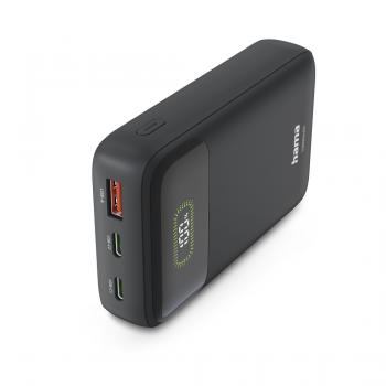 HAMA Външна батерия "PD10-W20", 10000 mAh, 3 изхода: 2 x USB-C, USB-A, Бързо зареждане