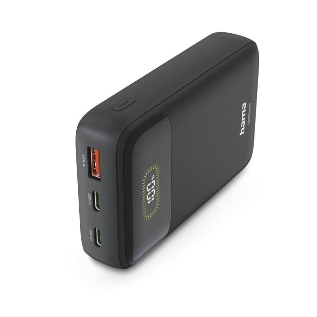 HAMA Външна батерия "PD10-W20", 10000 mAh, 3 изхода: 2 x USB-C, USB-A, Бързо зареждане 