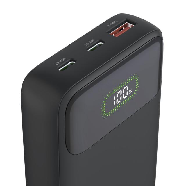 HAMA Външна батерия "PD10-W20", 10000 mAh, 3 изхода: 2 x USB-C, USB-A, Бързо зареждане 