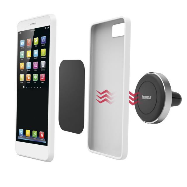 Hama "Magnet" Car Mobile Phone Holder for Grating, 360-degree Rotation, Universal, Alu 