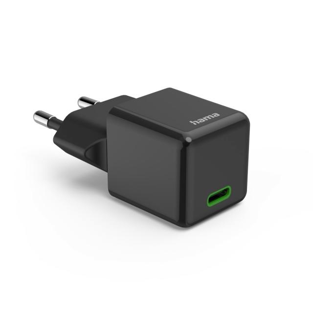 Hama Fast Charger, USB-C, Super-Mini Charger, PD, 25 W, black 