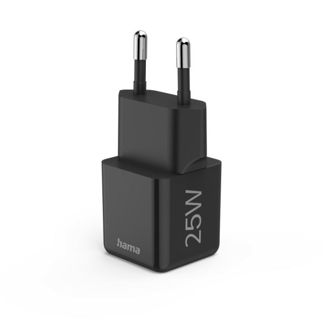 Hama Fast Charger, USB-C, Super-Mini Charger, PD, 25 W, black 