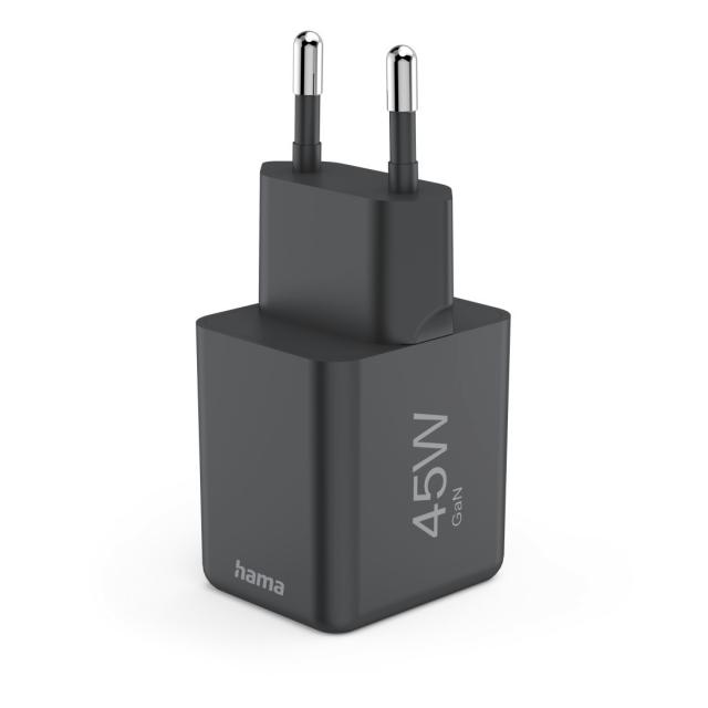 HAMA Бързо мини зарядно GaN, USB-C, PD, 45 W, черно 