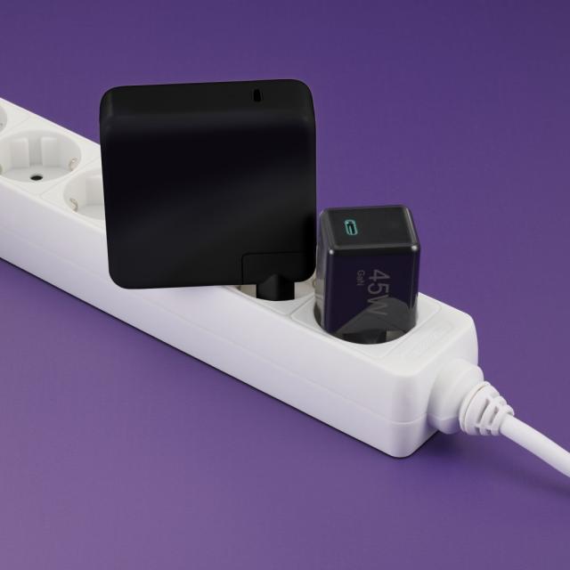 HAMA Бързо мини зарядно GaN, USB-C, PD, 45 W, черно 