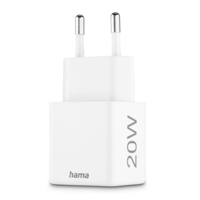 HAMA Бързо мини зарядно 1x USB-C, 1x USB-A, PD, 20 W, бяло 
