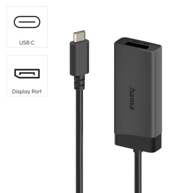 Hama Video adapter, USB-C plug - DisplayPort/HDMI™ socket, Ultra-HD 4K@60hz 