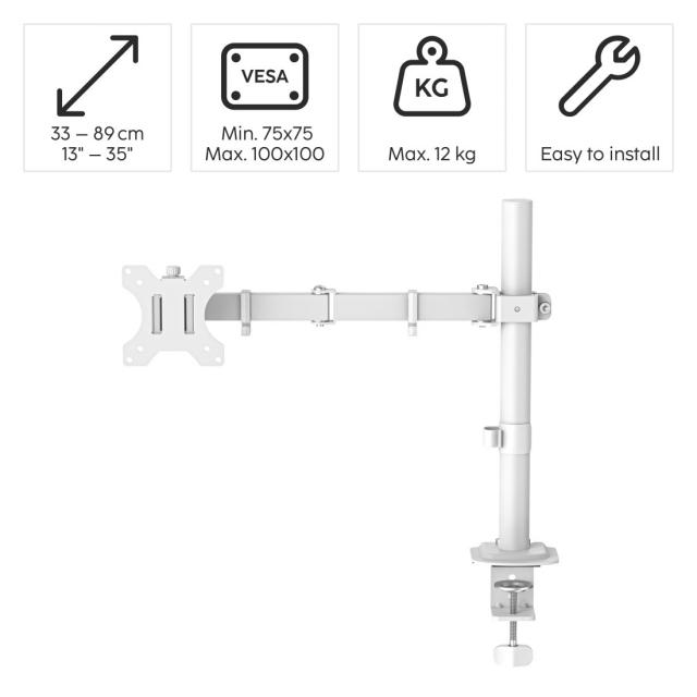 Hama Monitor Mount, Height-adjustable, Swivel/Tilt, Pull-out, 13" - 35", white 