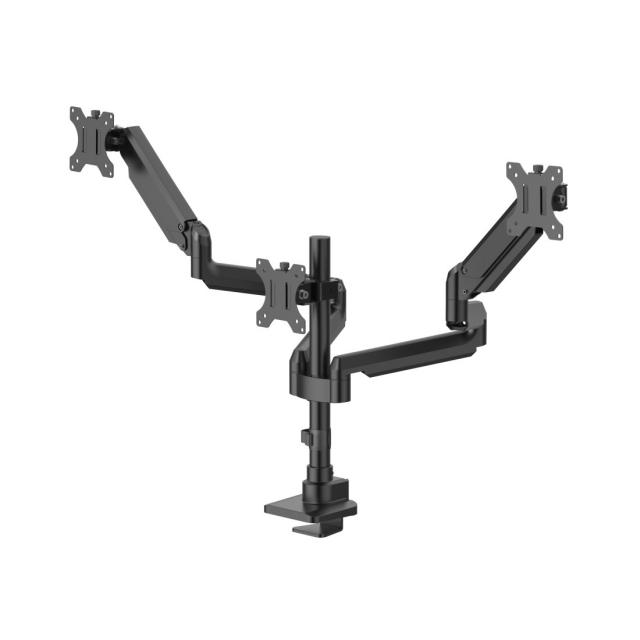 HAMA Стойка за 3 мониторa за бюро, 17"-32", газова пружина, напълно мобилна, черна 