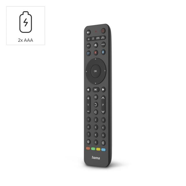 Hama Universal TV Remote Control, Infra-red, for 8 Devices, Teachable, App Butto 