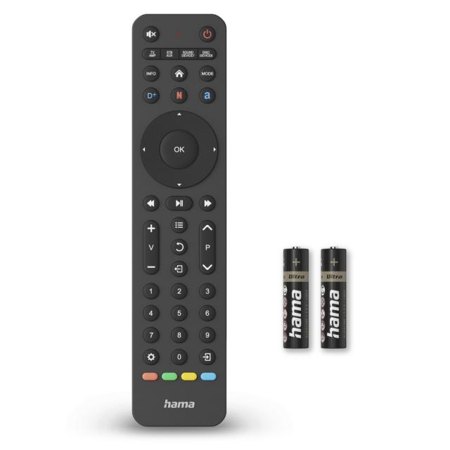 Hama Universal TV Remote Control, Infra-red, for 8 Devices, Teachable, App Butto 