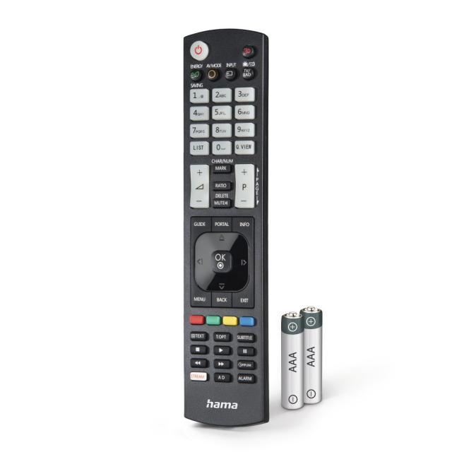 Hama Universal Remote Control for LG TVs, IR, Teachable, Illuminating Buttons 