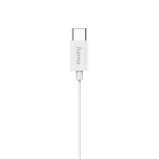 Hama "Classy" Headphones, Earbuds, Microphone, Cable Kink Prot., USB-C, white 