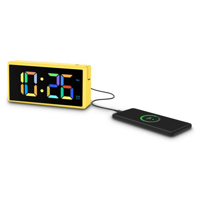 Hama "Ibiza" Digital Alarm Clock, Multi-Colour Display, with USB Charging Functi 