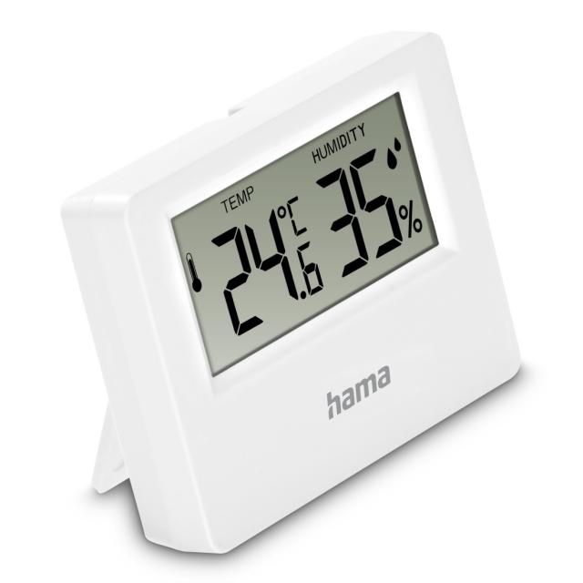 Hama "Ebro" Thermometer and Hygrometer, Digital, For Indoors or Outdoors, white 