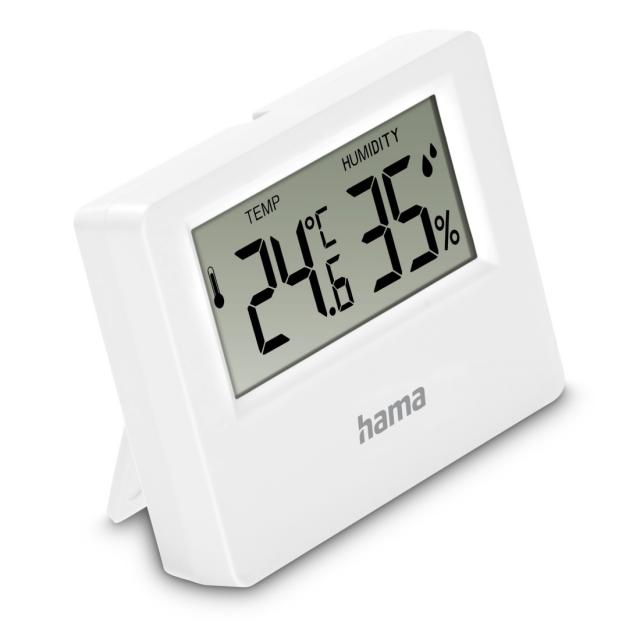 Hama "Ebro" Thermometer and Hygrometer, Digital, For Indoors or Outdoors, white 