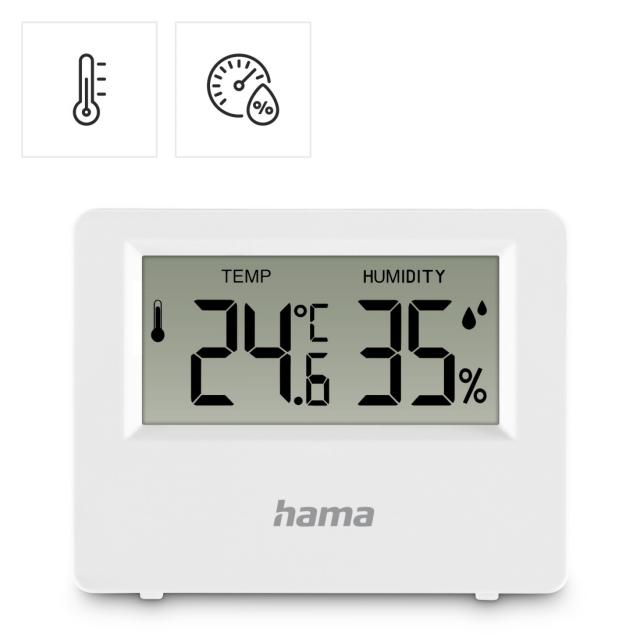 Hama "Ebro" Thermometer and Hygrometer, Digital, For Indoors or Outdoors, white 