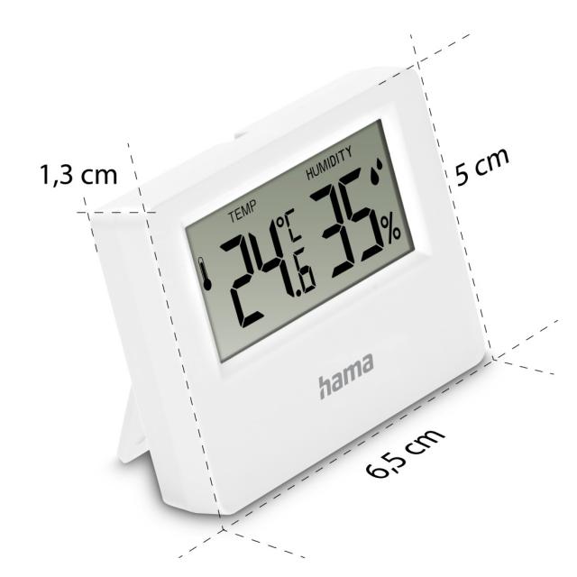 Hama "Ebro" Thermometer and Hygrometer, Digital, For Indoors or Outdoors, white 