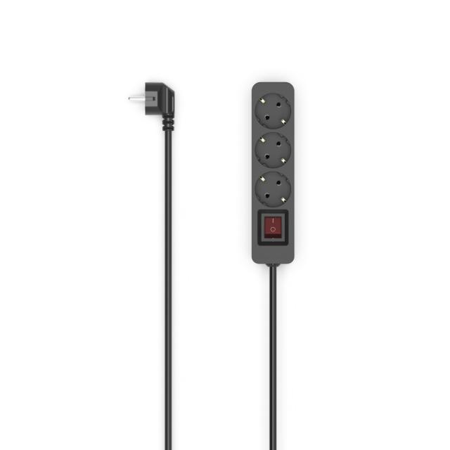 HAMA Разклонител 3гнезда, 1.4м,черен с бутон вкл/изкл 