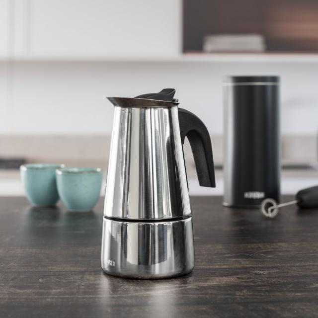Xavax Stainless Steel Espresso Maker for 4 Cups, 111274 