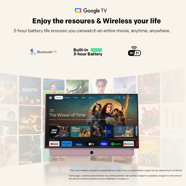 METZ Portable TV  24MPE7300Z 24" LED FHD(1920x1080) GoogleTV, HDR10, pink 