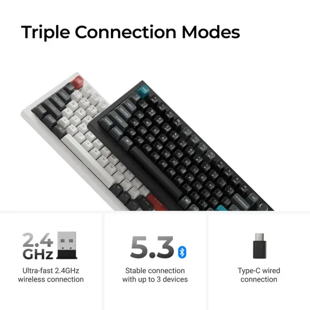 Wireless Mechanical Keyboard Keychron Q1 Ultra 8K Black - Silk POM Switch Brown 