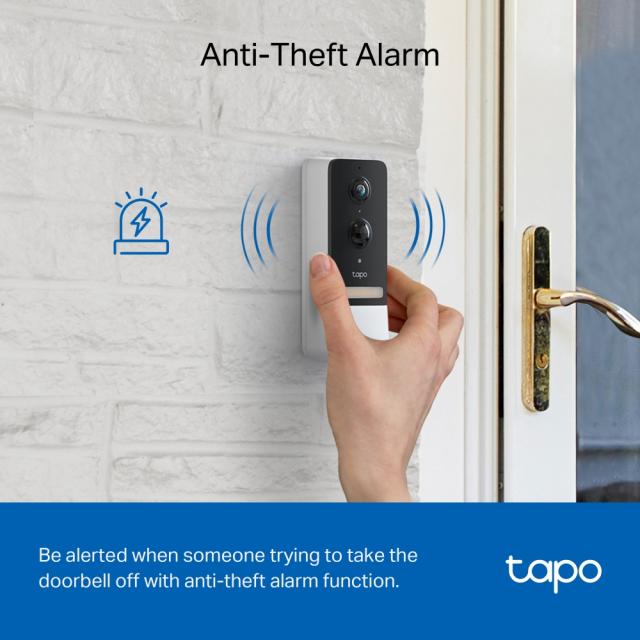 Video doorbell Tapo D230S1, 2.4Ghz, 2K 5MP, Color Night Vision, rechargeable batteries, microSD 