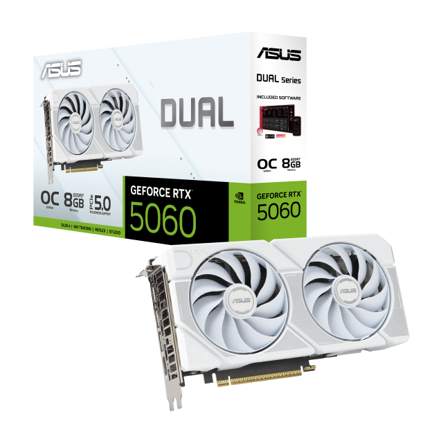 Видео карта ASUS DUAL RTX 5060 White Edition OC 8GB GDDR7 