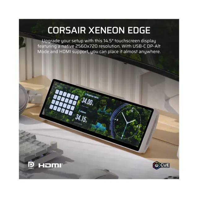 Сензорен дисплей CORSAIR XENEON EDGE 14.5" LCD Touchscreen - Бял 