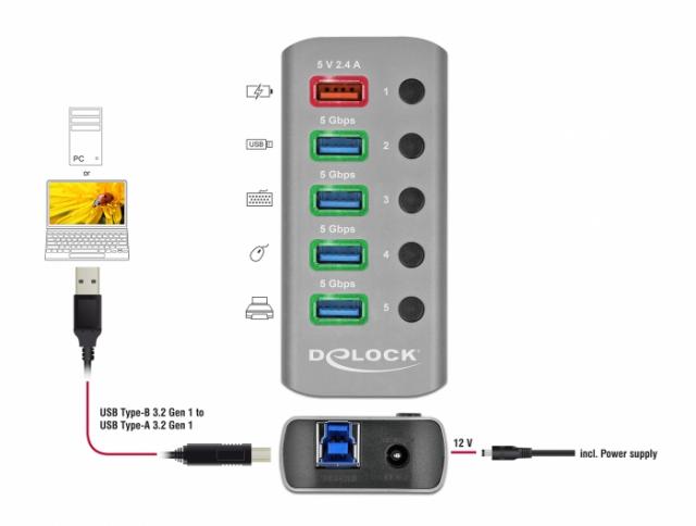 USB Хъб, 4 порта, DELOCK-63262 