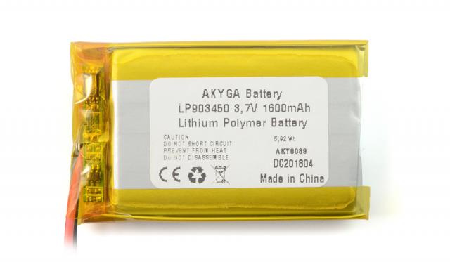 Акумулаторна батерия AKYGA, Li-Po, 3.7 V, 1600mAh, PCM 