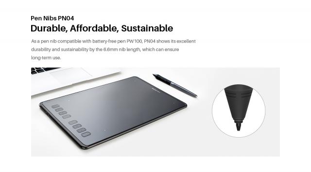 Резервни накрайници HUION PN04, 10 бр. за писалки PW100/PW201 
