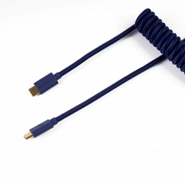 Кабел за клавиатура Keychron Coiled Aviator Custom USB Cable, USB-C - USB-C, Син 