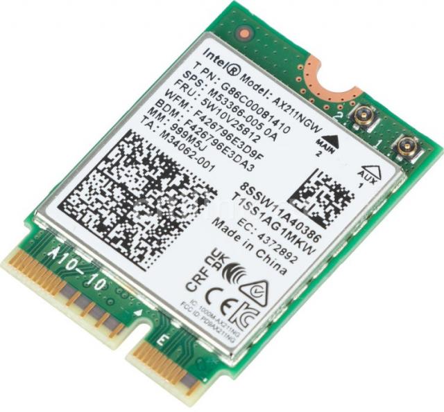 Мрежова карта Intel® Wi-Fi 6E AX211 (Gig+), 2230, 2x2 AX R2 (6GHz)+BT, No vPro 