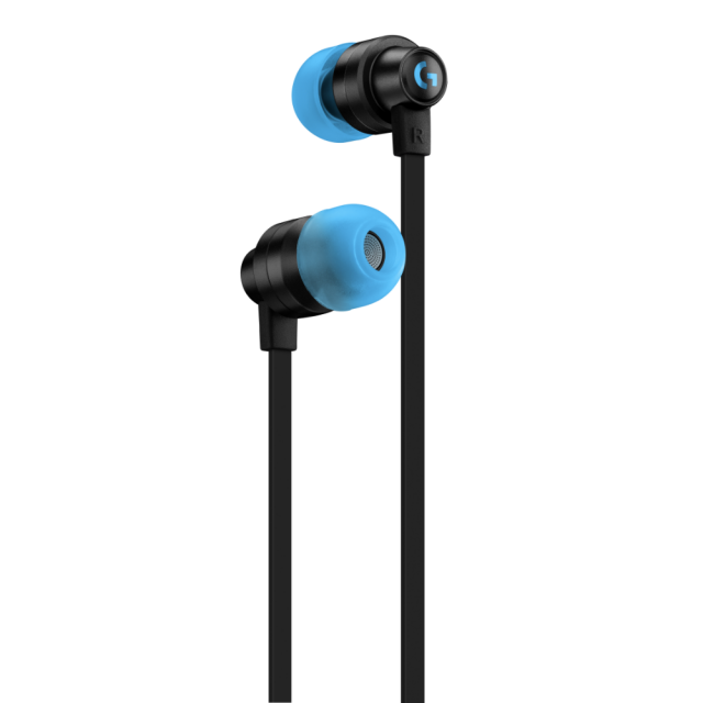 Геймърски слушалки с микрофон Logitech G333 In-ear 3.5 mm + USB-C adapter, тапи жични, черни 