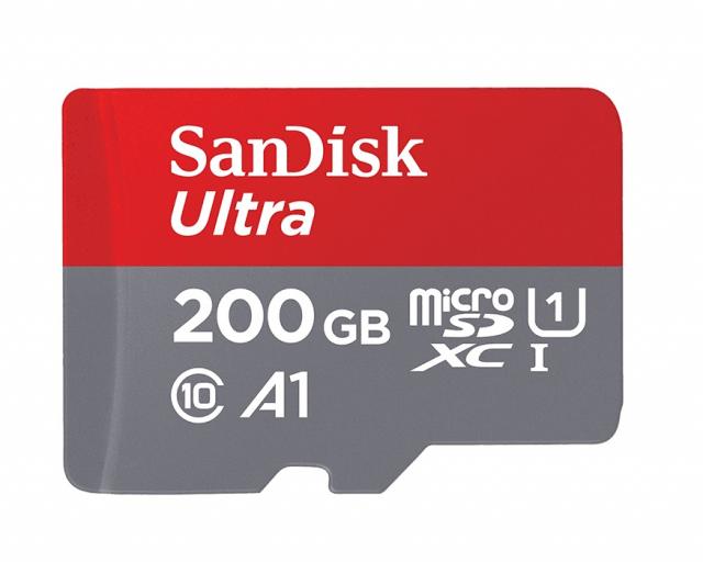 Memory card SANDISK Ultra, microSD, UHS-I, 200GB Class 10, U1, A1, 100 Mb/s, + SD Adapter 