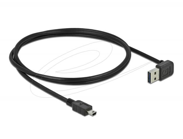Кабел Delock EASY-USB-A 2.0 мъжко към USB Mini-B мъжко, 1m , черен 