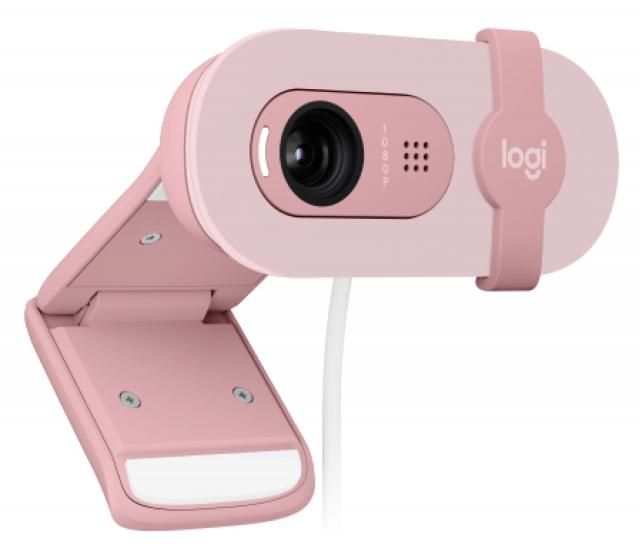 Уеб камера с микрофон Logitech BRIO 100, Full-HD, USB-A, Розова 