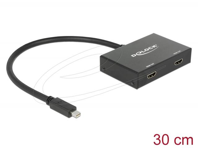 Delock Сплитер Display port 1.2 от mini Dsplay Port мъжко към 2 x HDMI 4K женско 
