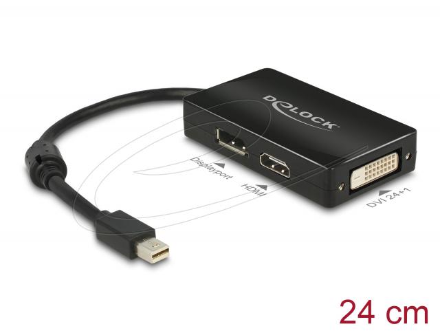 Adapter Delock mini DisplayPort 1.1 male to DisplayPort / HDMI / DVI female black 